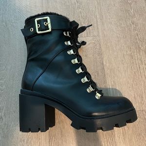 Mix No. 6 Black & Gold Chunky Sole Combat Boots Size 7